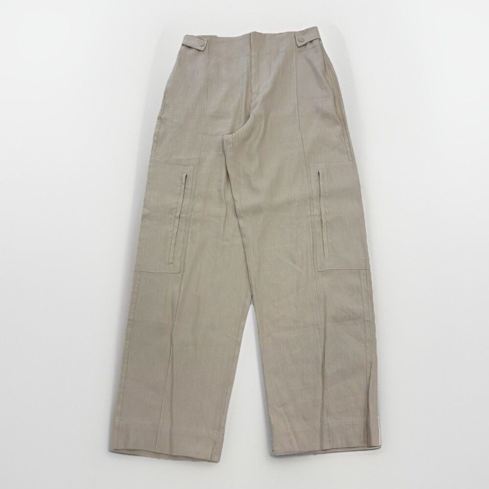 Jason Wu Pants Womens Size Medium Cream Beige Linen Blend Cargo Wide Leg